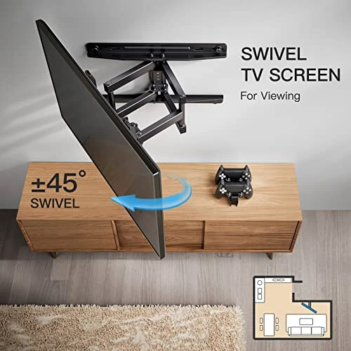 TV Wall Mount Full Motion Articulating Swivel Extension For Most 26-65 Inch Flat Curved TVs With Max VESA 400x400mm Up To 88lbs, Wall Mount TV Bracket Fits 12,16 Inch Wood Stud By Pipishell 4 TV Wall Mount Full Motion Articulating Swivel Extension For Most 26-65 Inch Flat Curved TVs With Max VESA 400x400mm Up To 88lbs, Wall Mount TV Bracket Fits 12,16 Inch Wood Stud By Pipishell - Image 2