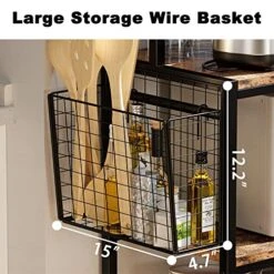 IRONCK Baker's Rack, 5 Tier Kitchen Island With Hooks Microwave Stand With Mesh Panel Storage, Utility Storage Shelf For Kitchen, Vintage Browm And P2 Wood -Amazon Store 51dCupd4DKL