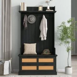 GUTK Hall Tree With 2 Flip Shoe Storage Drawers, Coat Rack With 4 Metal Hooks And 3 Top Shelves, Wood Hallway Entryway Storage Bench Coat Hanger For Livng Room Bedroom (White) 19 GUTK Hall Tree With 2 Flip Shoe Storage Drawers, Coat Rack With 4 Metal Hooks And 3 Top Shelves, Wood Hallway Entryway Storage Bench Coat Hanger For Livng Room Bedroom (White) -Amazon Store 51dFjf1a5EL. AC