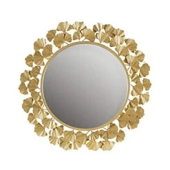 MARTHA STEWART Wall Décor Large Round Living Room Iron Metal Mirrors Ready To Hang Bedroom Decoration, 30.5"" X 30.5"", Eden Gold (MT160-0021)