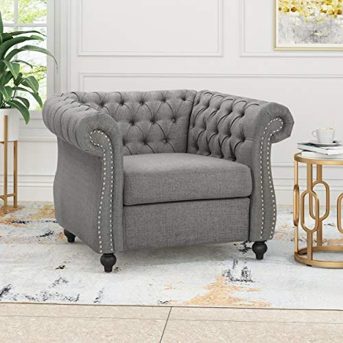 Christopher Knight Home 310365 Living Room Chairs, Dark Gray + Dark Brown 4 Christopher Knight Home 310365 Living Room Chairs, Dark Gray + Dark Brown - Image 2