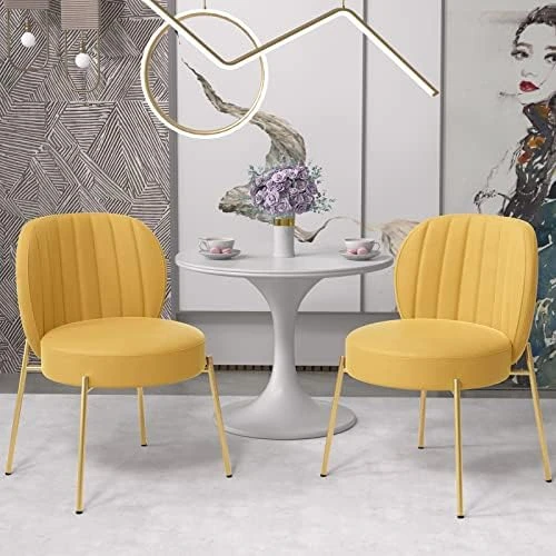 Sucrever Dining Chairs Set Of 2, Upholstered Dining Chairs, Kitchen & Dining Room Chairs, Mid Century Modern Velvet Accent Chair With Gold Legs For Dining Kitchen Living Room Bedroom, Yellow 14 Sucrever Dining Chairs Set Of 2, Upholstered Dining Chairs, Kitchen & Dining Room Chairs, Mid Century Modern Velvet Accent Chair With Gold Legs For Dining Kitchen Living Room Bedroom, Yellow - Image 12