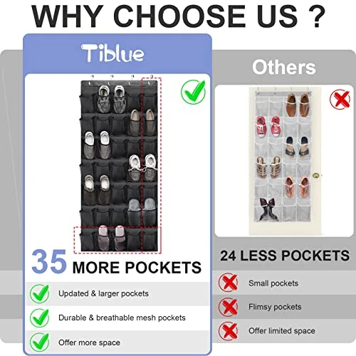 Over The Door Shoe Organizers 35 Durable Mesh Pockets Hanging Shoe Organizer Shoe Rack For Closet Entryway Bedroom Bathroom Pantry Shoe Holder, Men Sneakers, Women High Heeled Shoes, Flip Flops Black 6 Over The Door Shoe Organizers 35 Durable Mesh Pockets Hanging Shoe Organizer Shoe Rack For Closet Entryway Bedroom Bathroom Pantry Shoe Holder, Men Sneakers, Women High Heeled Shoes, Flip Flops Black - Image 4