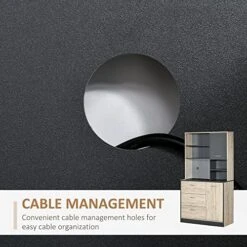 HOMCOM 67" Freestanding Buffet With Hutch, Kitchen Pantry Storage Cabinet With 3 Drawers, Cable Management, 4 Cubes, 2 Cabinets, Oak 10 HOMCOM 67" Freestanding Buffet With Hutch, Kitchen Pantry Storage Cabinet With 3 Drawers, Cable Management, 4 Cubes, 2 Cabinets, Oak -Amazon Store 51dPPFPxtzL