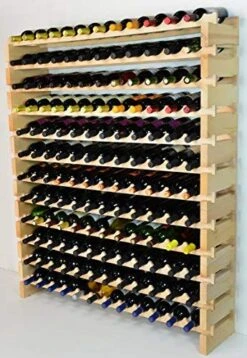 SfDisplay.com,LLC. Modular Wine Rack Beechwood 48-144 Bottle Capacity 12 Bottles Across Up To 12 Rows Newest Improved Model (144 Bottles - 12 Rows) -Amazon Store 51dTJXny5lL