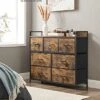 SONGMICS Dresser For Bedroom, Chest Of Drawers, 7 Fabric Drawers With Handles, Rustic Brown And Black ULTS137B01 -Amazon Store 51dUNbavIXL