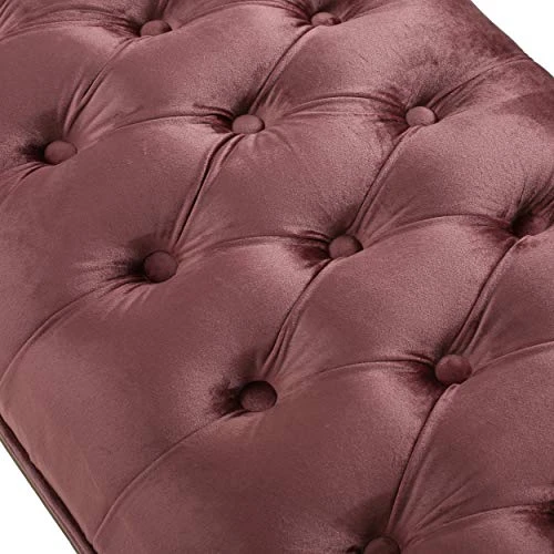 Christopher Knight Home Tassia Tufted Velvet Ottoman, Blush / Natural 4 Christopher Knight Home Tassia Tufted Velvet Ottoman, Blush / Natural - Image 2