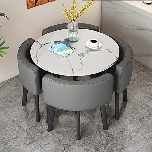 Kitchen Table And Chairs For 4, 5-Piece Compact Dining Room Table Set,DI 31/35.4INCH Faux Marble Pattern Top And 4 PU Leather Upholstered Seat, Modern Diningroom Sets For Home & Kitchen, Living Room ( 9 Kitchen Table And Chairs For 4, 5-Piece Compact Dining Room Table Set,DI 31/35.4INCH Faux Marble Pattern Top And 4 PU Leather Upholstered Seat, Modern Diningroom Sets For Home & Kitchen, Living Room ( - Image 7