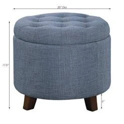 Lexicon Avon Round Tufted Fabric Storage Accent Ottoman, 20" W, Blue -Amazon Store 51ddCKuvHVL