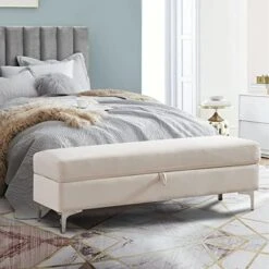 Mikibama Velvet Storage Bench Long End Of Bed Ottoman Benches For Bedroom Upholstered Rectangle Entryway Window Bench Footstool Simplistic With Metal Legs (Gray) 22 Mikibama Velvet Storage Bench Long End Of Bed Ottoman Benches For Bedroom Upholstered Rectangle Entryway Window Bench Footstool Simplistic With Metal Legs (Gray) -Amazon Store 51doPSWEopL. AC