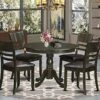 East West Furniture HLLY5-CAP-LC 5 Piece Kitchen Table Set For 4 Includes A Round Dining Room Table With Pedestal And 4 Faux Leather Upholstered Dining Chairs, 42x42 Inch, Cappuccino -Amazon Store 51duBqQd7NL