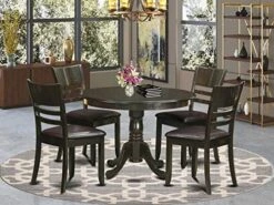 East West Furniture HLLY5-CAP-LC 5 Piece Kitchen Table Set For 4 Includes A Round Dining Room Table With Pedestal And 4 Faux Leather Upholstered Dining Chairs, 42x42 Inch, Cappuccino 16 East West Furniture HLLY5-CAP-LC 5 Piece Kitchen Table Set For 4 Includes A Round Dining Room Table With Pedestal And 4 Faux Leather Upholstered Dining Chairs, 42x42 Inch, Cappuccino -Amazon Store 51duBqQd7NL. AC