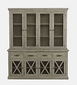 Jofran Telluride Rustic Distressed Pine Hutch And Server With LED Lights