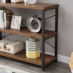 LIFUSTTG Industrial Console Table, Rustic Sofa Table For Living Room, Entry/Hallway Table With 3-Tier Open Storage Shelves, Rustic Brown 47 Inch -Amazon Store 51e27od72GS