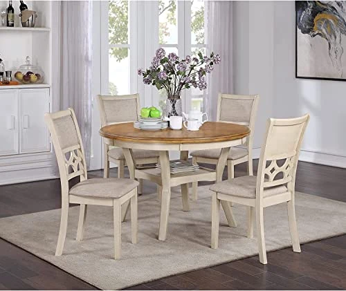 New Classic Furniture Mitchell 5-Piece Dining Set With 1 Table And 4 Chairs, Bisque/Brown 3 New Classic Furniture Mitchell 5-Piece Dining Set With 1 Table And 4 Chairs, Bisque/Brown