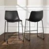 Walker Edison Douglas Urban Industrial Faux Leather Armless Counter Chairs, Set Of 2, Black -Amazon Store 51e6G1QoSKL