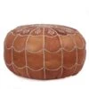 Mina Stuffed Moroccan Arch Design Leather Pouf Ottoman, 22" Diameter And 14" Height (Dark Tan) -Amazon Store 51e9AZOqdgL