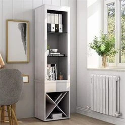 Furniture Of America Mette Transitional Wood Multi-Storage Curio In White Oak -Amazon Store 51eAIkkwg8S