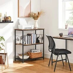 VASAGLE Baker’s Rack, Kitchen Shelf, Kitchen Island, Microwave Oven Stand With 3 Open Shelves, 6 Hooks, Metal Frame, 31.5 X 15.7 X 35.4 Inches, Industrial, Rustic Brown And Black UKKI002B01 -Amazon Store 51eD8fhlW1S