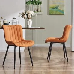 YOUNUOKE Dining Chairs Set Of 2,Upholstered Mid Century Modern Chair Armless Faux Leather Accent Chairs With Backrest Metal Legs And Adjustable Feet For Kitchen Living Room Bedrooms,Black 23 YOUNUOKE Dining Chairs Set Of 2,Upholstered Mid Century Modern Chair Armless Faux Leather Accent Chairs With Backrest Metal Legs And Adjustable Feet For Kitchen Living Room Bedrooms,Black -Amazon Store 51eFZTnMuFL. AC