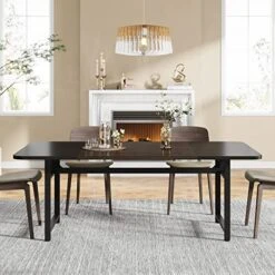 Tribesigns Dining Table For 6-8 People, 70.87" Long Dining Room Table With Heavy Duty Metal Frame, Industrial Rectangle Kitchen Table For Kitchen, Dining Room, Vintage Grey/Black -Amazon Store 51eP8Y2Y5GL