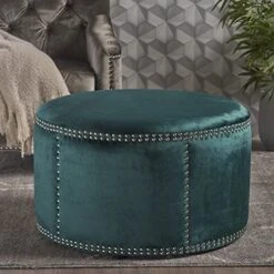 Christopher Knight Home Jaewon Studded Velvet Ottoman, Teal / Black -Amazon Store 51ekuWWc5vL