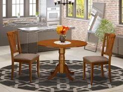 East West Furniture DLAV3-SBR-C Dining Table Set, 3-Piece