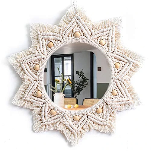 TENEWEE Boho Wall Decor Mirror Macrame Circle Hanging Mirror For Bedroom Living Room Apartment Entryway Home Decor 3 TENEWEE Boho Wall Decor Mirror Macrame Circle Hanging Mirror For Bedroom Living Room Apartment Entryway Home Decor