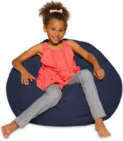 Big Comfy Bean Bag Chair: Posh Large Beanbag Chairs With Removable Cover For Kids, Teens And Adults - Polyester Cloth Puff Sack Lounger Furniture For All Ages - 27 Inch - Solid Navy Blue -Amazon Store 51emdFGWB8L. AC