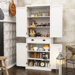 HLR Freestanding Kitchen Pantry Storage Cabinet With Adjustable Shelves, Black Pantry Cabinet For Kitchen, Living Room And Dining Room,White 14 HLR Freestanding Kitchen Pantry Storage Cabinet With Adjustable Shelves, Black Pantry Cabinet For Kitchen, Living Room And Dining Room,White -Amazon Store 51eoTOZkj4L