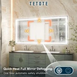 TETOTE 48 X 24 Bathroom LED Mirror Bedroom LED Mirror Bathroom Mirror With Lights Home Decor Vanity Makeup Mirror Dimmable Anti-Fog Wall Mounted Birthday Gift Wedding Gift Double Sink -Amazon Store 51ercZWQpKL