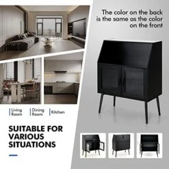 PETSITE Sideboard Buffet Storage Cabinet, Kitchen Accent Console Table With Open Shelf & Tempered Glass Door For Dining Room Hallway, Black -Amazon Store 51euHcLZSkL
