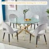 Pvillez 39" Round Glass Dining Table, Modern Circle Dining Room Table With Clear Tempered Glass Top & Gold Chrome Legs For 2 Or 4 Person Contemporary Home Office Kitchen Dining Room Table Furniture -Amazon Store 51f14lCvbBL