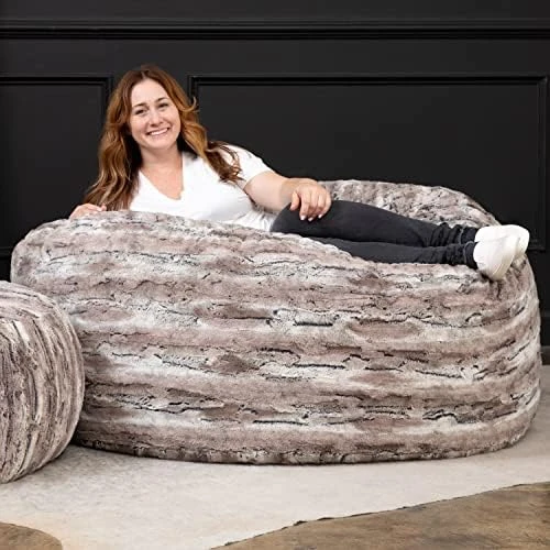 Jaxx 5 Foot Saxx Bean Bag Chair For Adults - Luxe Faux Fur, Silver Fox 13 Jaxx 5 Foot Saxx Bean Bag Chair For Adults - Luxe Faux Fur, Silver Fox - Image 11