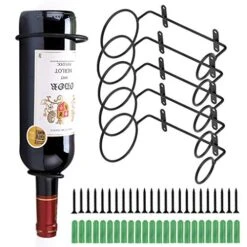 Hipiwe Pack Of 6 Wall Mounted Wine Racks - Red Wine Bottle Display Holder With Screws, Metal Hanging Wine Rack Organizer -Amazon Store 51f20FW341L