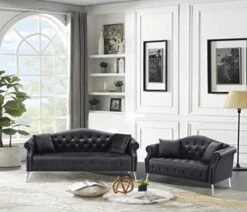 HomSof 2 Pieces Velvet Living Room Set, Classic Chesterfield Sofa Loveseat And 3 Couch With Button Tufted And Rolled Arms, 4 Pillows Included, 5 Seater, Beige(5-Seater) -Amazon Store 51f3v7Q0uL. AC