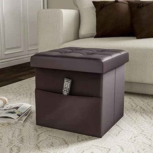 Lavish Home Foldable Storage Cube Ottoman With Pockets – Multipurpose Footrest Organizer For Bedroom, Living Room, Dorm Or RV (Pair, Linen Brown), 9 Lavish Home Foldable Storage Cube Ottoman With Pockets – Multipurpose Footrest Organizer For Bedroom, Living Room, Dorm Or RV (Pair, Linen Brown), - Image 7
