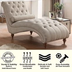 Rosevera Leavitt Living Room Chairs With Padded Seat Sleeper Comfy For Bedrooms Lounge Chaise, Standard, Pearl Beige 15 Rosevera Leavitt Living Room Chairs With Padded Seat Sleeper Comfy For Bedrooms Lounge Chaise, Standard, Pearl Beige -Amazon Store 51f9NmfnsSL