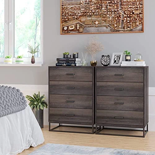 URKNO Chest Of Drawers, Wood 4 Drawer Dresser For Bedroom, Nightstand For Bedroom, Living Room, Entryway, Closet, Easy Assembly, Dark Brown 6 URKNO Chest Of Drawers, Wood 4 Drawer Dresser For Bedroom, Nightstand For Bedroom, Living Room, Entryway, Closet, Easy Assembly, Dark Brown - Image 4