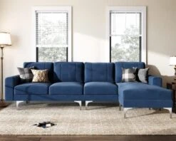 HONBAY Convertible Sectional Sofa L Shaped Couch With Reversible Chaise Modern Velvet 4-Seat Sofa Sectional Couch For Apartment, Dark Grey -Amazon Store 51fEQqDFxWL. AC