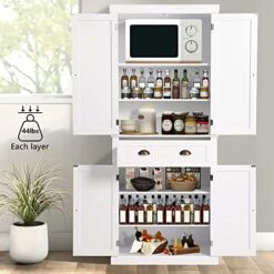 KIGOTY 72" Kitchen Pantry Cupboard With 2 Cabinet,Drawer And Adjustable Shelves,Traditional Freestanding Large Tall Storage Cabinet (33-White) -Amazon Store 51fG5jOTvjL