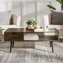 Walker Edison Montclair Mid Century Modern Two Toned 1 Drawer Coffee Table, 42 Inch, Glass And Dark Walnut & Theo Mid Century Modern 2 Door Asymmetrical Glass Shelf Buffet, 44 Inch, Dark Walnut 18 Walker Edison Montclair Mid Century Modern Two Toned 1 Drawer Coffee Table, 42 Inch, Glass And Dark Walnut & Theo Mid Century Modern 2 Door Asymmetrical Glass Shelf Buffet, 44 Inch, Dark Walnut -Amazon Store 51fGh2VwcrS