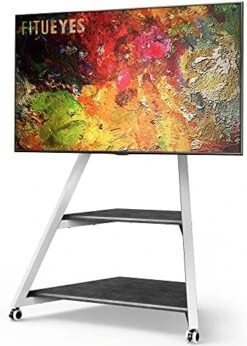 FITUEYES Design Corner TV Stand For 43 55 65 70 75 Inch TV, Black TV Cart Floor Stand, Modern TV Stand With Wooden Storage Shelves, Eiffel Series -Amazon Store 51fH9tkWCcS. AC