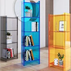 PEAKPT Multipurpose Shelf Display Rack, Standing Storage Shelves For Bedroom, Display Room, Office, Modern Acrylic Bookshelf,15.7" Dx9.8 Wx59.8 H,Brown -Amazon Store 51fICBLJQGL