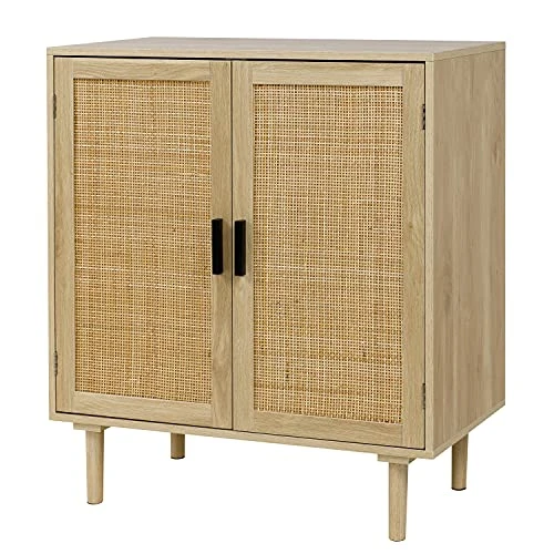 Finnhomy Sideboard Buffet Cabinet, Kitchen Storage Cabinet With Rattan Decorated Doors, Liquor Cabinet, Dining Room, Hallway, Cupboard Console Table, Accent Cabinet, 31.5X 15.8X 34.6 Inches, Natural 3 Finnhomy Sideboard Buffet Cabinet, Kitchen Storage Cabinet With Rattan Decorated Doors, Liquor Cabinet, Dining Room, Hallway, Cupboard Console Table, Accent Cabinet, 31.5X 15.8X 34.6 Inches, Natural