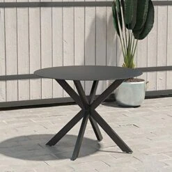 CosmoLiving By Cosmopolitan 88289BGYE, Circi Collection, Glass Top, Black And Charcoal Dining Table