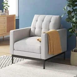 ZINUS Thompson Loveseat / Tufted Cushions / Green Tea Infused Foam Cushions / Tool-Free, Easy Assembly, Light Grey -Amazon Store 51faIXIB6FL. AC