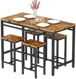 AWQM 5 Pieces Dining Table Set, Kitchen Table Set With Faux Marble Top Table And 4 Faux Leather Upholstered Chairs For Kitchen, Breakfast Nook, Dining Room, White+Beige -Amazon Store 51fkBvzV3RL. AC