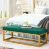 Lamerge Velvet Bench,Modern Upholstered Entryway Bench Bedside Bench, Dining Long Bench With Golden Metal Frame,Perfect For Dressing Room,Living Room,Hallway,Bedroom And So On,Emerald (LVB-E) -Amazon Store 51fu90lhksL