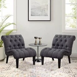 Haobo Home Armless Accent Chair Button Tufted Slipper Chair Side Chair For Dining Room Living Room Bedroom Funiture -Amazon Store 51g ONLA8iL. AC